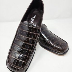 NWOT PANCALDI (Italy) Women's Brown Leather Loafers Shoes Size 10.